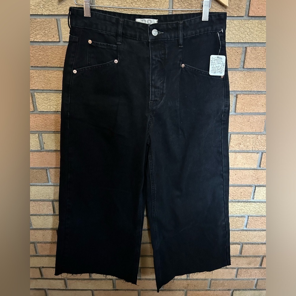 NWT We The Free Black Wide Leg Denim Jeans Size 28